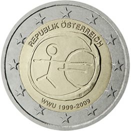 Photography of commemorative Euro coins