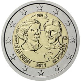 Photography of commemorative Euro coins