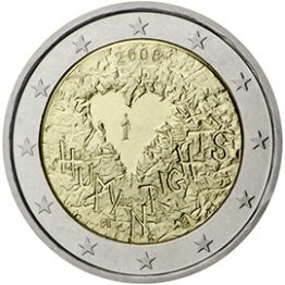 Photography of commemorative Euro coins