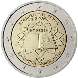 Photography of commemorative Euro coins