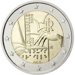 Photography of commemorative Euro coins