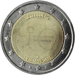 Photography of commemorative Euro coins