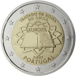 Photography of commemorative Euro coins