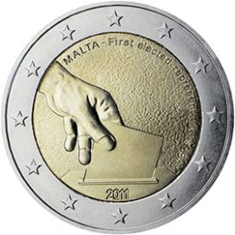 Photography of commemorative Euro coins