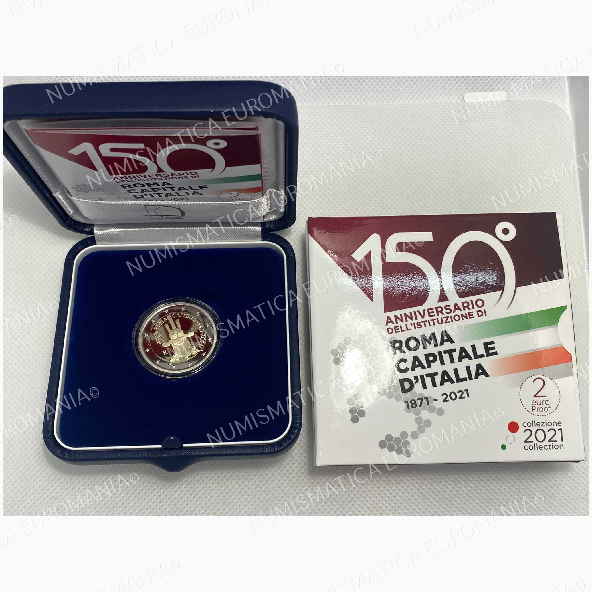 2 euro 150° Anniversario dell'Istituzione di Roma Capitale d'Italia - in  rotolino