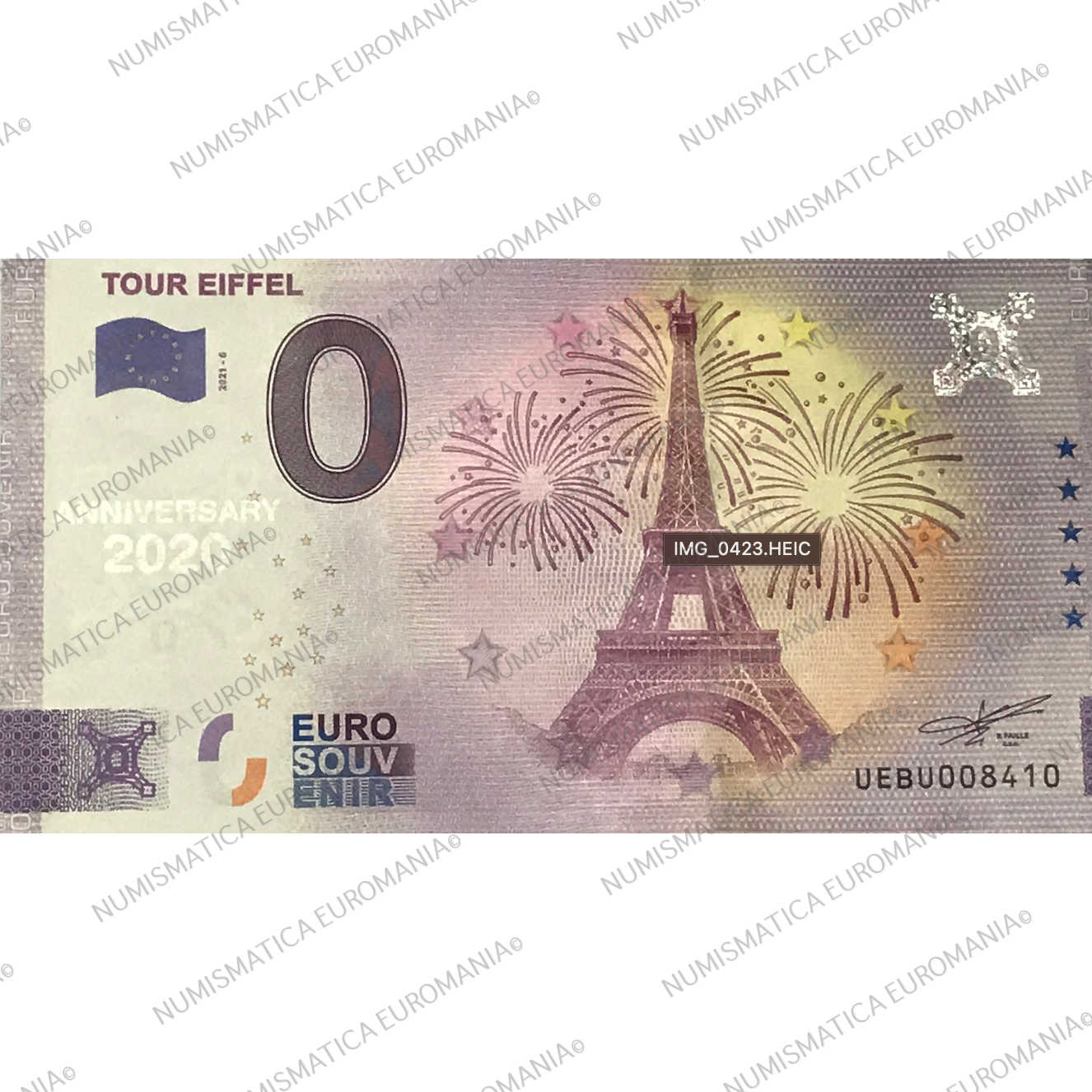 Billet Souvenir 0 Euro - Tour Eiffel