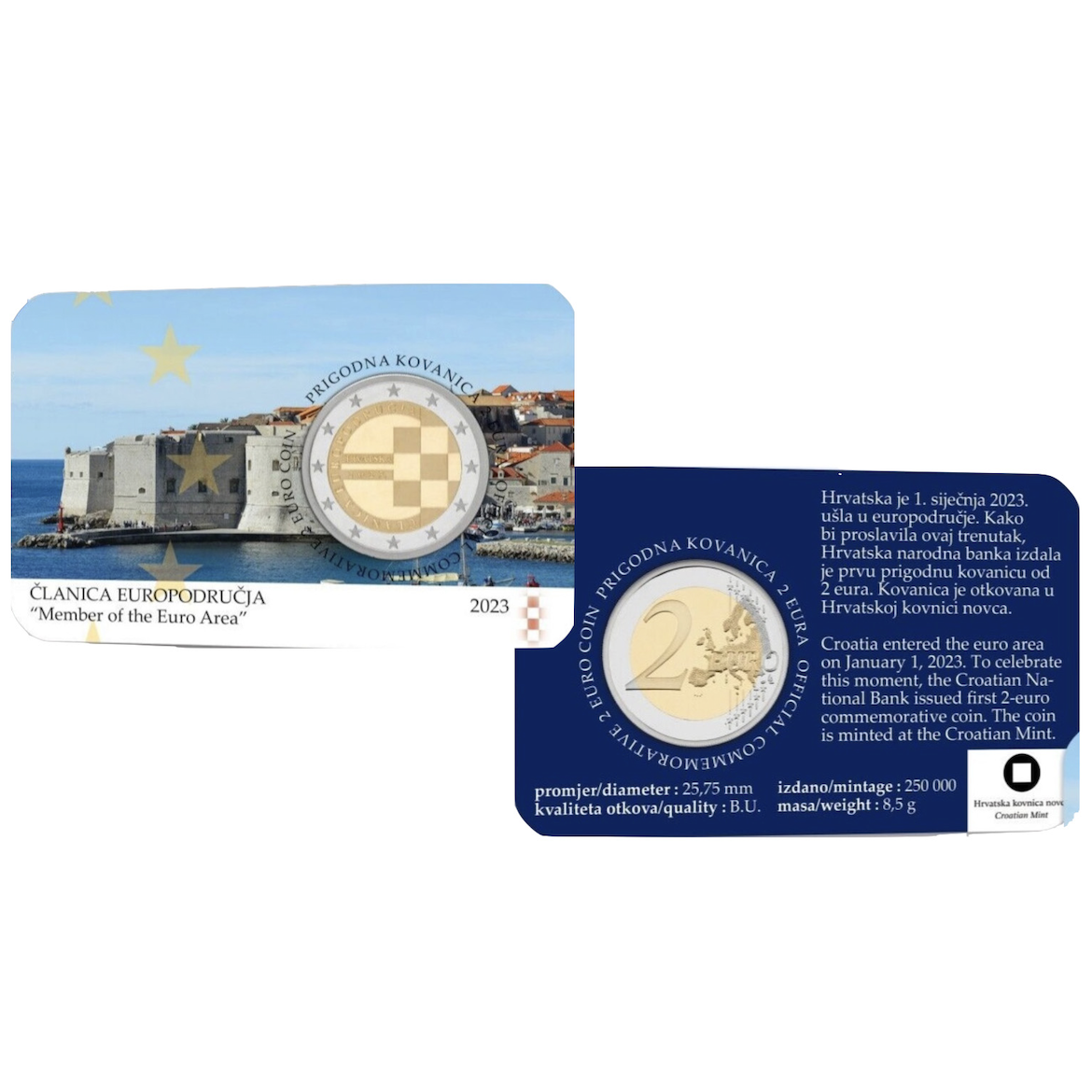 NEW !!! EURO CROAZIA 2023 - 8 monete FDC in blister da 1 CENT A 2