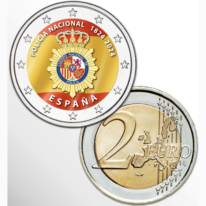 SPAGNA 2024 POLIZIA 2 EURO COLORATI