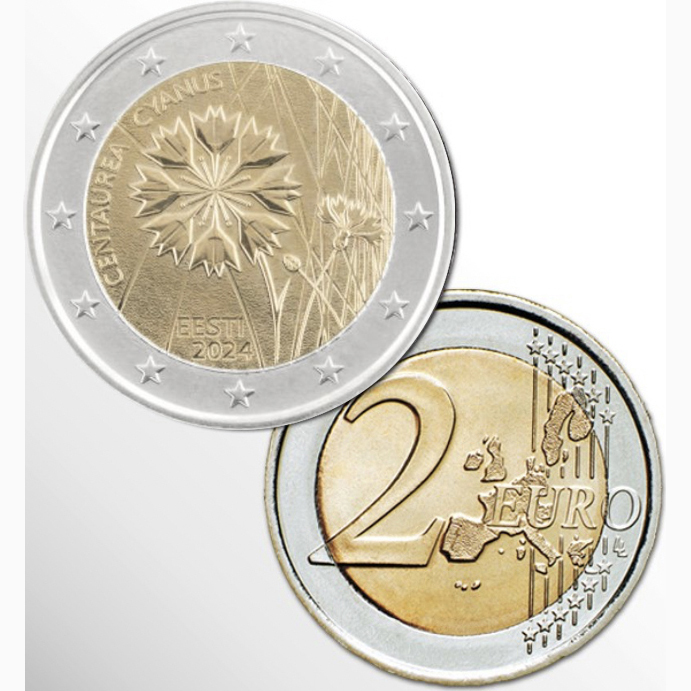 ESTONIA 2024 2 EURO FIORE CENTAUREA CYANUS